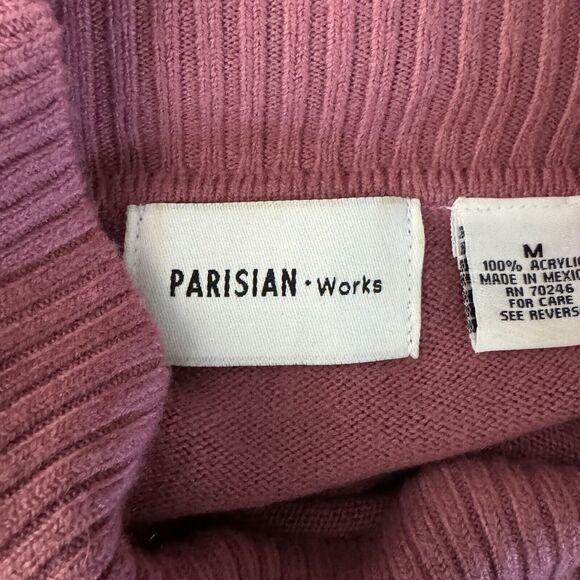 Parisian Sweater Womens Medium Mauve Pink Button Neck Casual Work Office Preppy‎ - Picture 7 of 9
